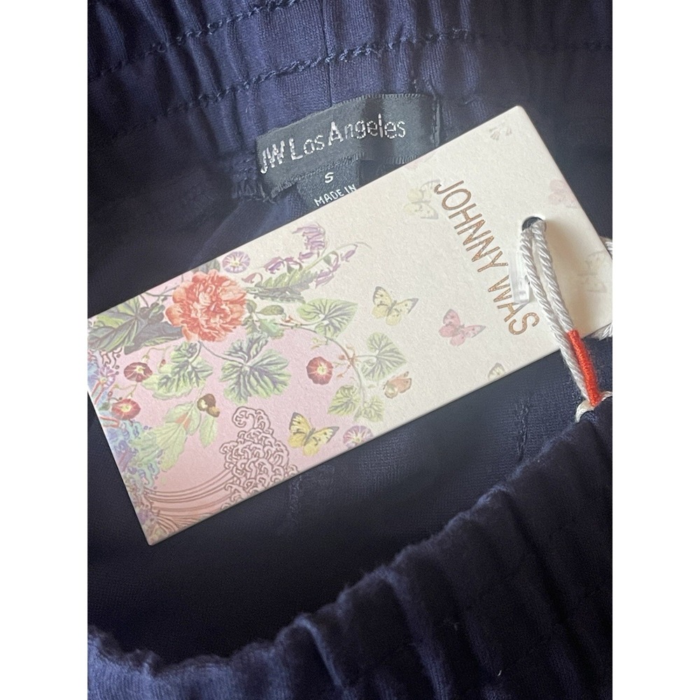 Johnny Was Bee Active Floral Embroidered Jetsetter Pull On Pants Womens S Navy - Picture 7 of 8